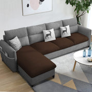 Andon 6 Seater L Shape Sofa Set for Living Room (Black Grey Fabric) Left Side Sofa