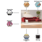 Vesco RHS 6 Seater L Shape Sofa Set for Living Room (Maroon) Premium Fabric Sofa