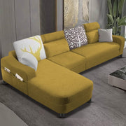 Amanda LHS 6 Seater L Shape,Sofa Set for Living Room (Yellow Fabric)