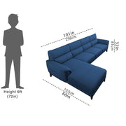 Janifer LHS 6 Seater L Shape Sofa Set for Living Room (Blue Colour) Premium Fabric Sofa Set