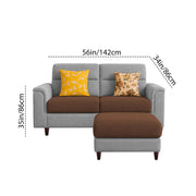 Casaliving Nancy 2 Seater with Ottoman Sofa Set for Living Room (Black Colour) Premium Fabric Sofa Set