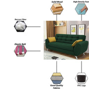 Leadown 3 Seater Sofa for Living Room (Green) Premium Fabric Sofa