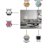 Morken LHS 6 Seater L Shape Sofa Set for Living Room (Grey) Premium Fabric Sofa