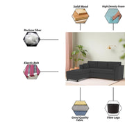 Blustin LHS 4 Seater L Shape Sofa Set for Living Room (Black Fabric) Premium Fabric Sofa
