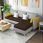 Asser RHS 4 Seater L Shape Sofa Set for Living Room (Brown Grey) Premium Fabric Sofa
