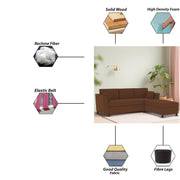 Blustin RHS 4 Seater L Shape Sofa Set for Living Room (Brown Fabric) Premium Fabric Sofa