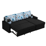 Rolando 4 Seater Sofa Cum Bed for Living Room (Cream Black) Premium Fabric Sofa