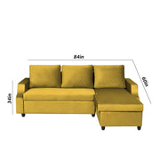 Asper RHS 4 Seater L Shape Sofa Set for Living Room (Yellow Fabric) Premium Fabric Sofa