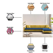 Garcia LHS 6 Seater L Shape Sofa Set for Living Room (Black Grey - Colour) Premium Fabric Sofa Set