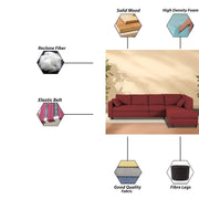 Dorian RHS 6 Seater L Shape Sofa Set for Living Room (Maroon Fabric) Premium Fabric Sofa