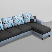 Casaliving Rolando RHS 6 Seater L Shape Sofa Set with Center Table for Living Room | Colour - Black Grey | Premium Fabric Sofa