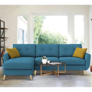 Lizel LHS 4 Seater L Shape Sofa Set for Living Room (Turquise Fabric) Premium Velvet Fabric Sofa