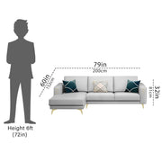 Falco LHS 4 Seater L Shape Sofa Set for Living Room (Grey Fabric) Premium Fabric Sofa