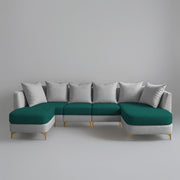 Zoe 8 Seater U Shape Sofa Set for Living Room (Black Grey Colour) Premium Fabric Sofa Set Living Room