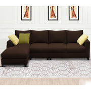 Rihan 6 Seater L Shape Sofa Set Living Room (Brown Fabric) Left Side Sofa