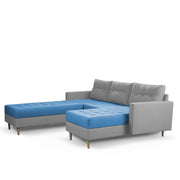 Ashton RHS 4 Seater L Shape Sofa Set with Center Table for Living Room (Turquise Grey Fabric) Premium Fabric Sofa