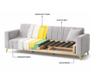 Velour Modern Velvet Sofa, Tufted Design Upholstered 3 Seater Sofa Set for Living Room, (Black Colour) Premium Velvet Fabric Sofa