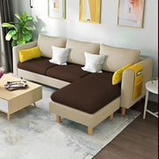 Asser RHS 4 Seater L Shape Sofa Set for Living Room (Cream Brown) Premium Fabric Sofa