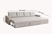 Casaliving Treshta 6 Seater LHS L - Shape Pull-Out Sofa Cum Bed Sofa for Living Room (Dark Grey Fabric Color) Premium Fabric Sofa Set for Living Room Sofa Cum Bed