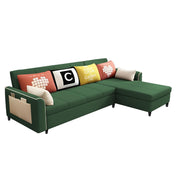 Denis 5 Seater RHS L Shape Sofa Set for Living Room (Green Fabric) Premium Fabric Sofa