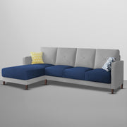 Swaloni LHS 6 Seater L Shape Sofa Set for Living Room (Blue Grey) Premium Fabric Sofa
