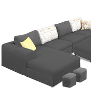 Badger RHS 8 Seater L Shape Sofa Set with Center Table for Living Room (Grey Fabric) Premium Fabric Sofa