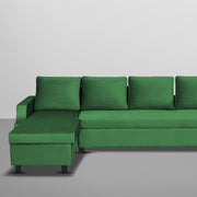 Asper LHS 6 Seater L Shape Sofa Set for Living Room (Green Fabric) Premium Fabric Sofa