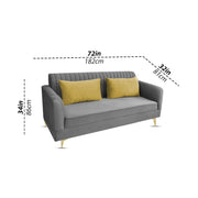 Deren 3 Seater Sofa Set for Living Room (Dark Grey Colour) Premium Fabric Sofa