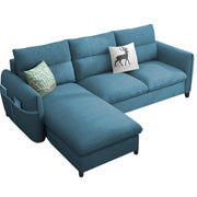 Andon 4 Seater L Shape Sofa Set for Living Room (Light Blue Fabric) Left Side Sofa | Premium Fabric Sofa