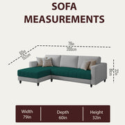 Oslo 4 Seater LHS L Shape Sofa Set for Living Room (Pine Grey Fabric) Premium Fabric Sofa Set for Living Room
