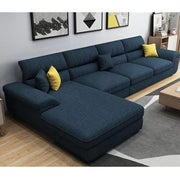 Anver 5 Seater L Shape Sofa Set for Living Room (Blue) Left Side