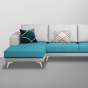 Falco LHS 4 Seater L Shape Sofa Set for Living Room (Turquise Grey Fabric) Premium Fabric Sofa