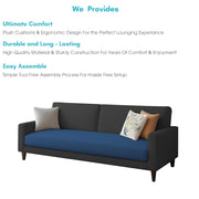 Kaven 3 Seater Sofa Set for Living Room (Blue Black Colour Fabric) Premium Fabric Sofa
