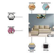 Asper LHS 4 Seater L Shape Sofa Set for Living Room (Cream Fabric) Premium Fabric Sofa