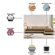 Garcia LHS 6 Seater L Shape Sofa Set for Living Room (Black Grey - Colour) Premium Fabric Sofa Set