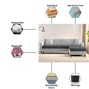 Grayon 3 Seater Convertible Sofa Set for Living Room, 3 Seater & Ottoman Modular Sectional Couch for Small Space (Black Colour) Fabric Sofa Set