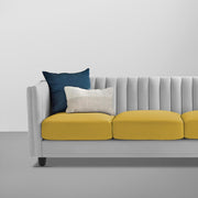 Martine 3 Seater Sofa Set for Living Room (Yellow Grey Fabric) | Premium Fabric Sofa
