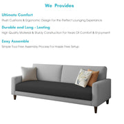 Kaven 3 Seater Sofa Set for Living Room (Black Grey Colour Fabric) Premium Fabric Sofa