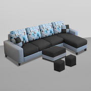 Casaliving Rolando RHS 6 Seater L Shape Sofa Set with Center Table for Living Room | Colour - Black Grey | Premium Fabric Sofa