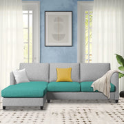 Hanery 4 Seater L Shape Sofa Set for Living Room | Colour - Turquise Grey