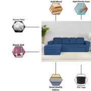 Elvi LHS 6 Seater L Shape Sofa Set for Living Room (Blue Fabric) Premium Fabric Sofa