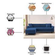 Casaliving Garcia L Shape Sofa Set for Living Room Premium Fabric Sofa (4 Seater LHS, Blue)