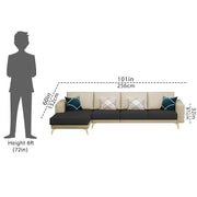 Falco LHS 6 Seater L Shape Sofa Set for Living Room (Cream Black Fabric) Premium Fabric Sofa