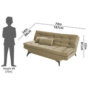 Danny 3 Seater Sofa Cum Bed for Living Room Premium Fabric Sofa for Living Room (Black Colour Premium Fabric)