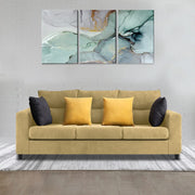 Hazer 3 Seater L Shape Sofa Set for Living Room (Cream Fabric) Left Side