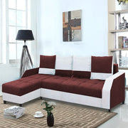 Severny 6 Seater L Shape Sofa Set for Living Room (Maroon Grey Fabric) Left Side