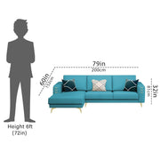Falco LHS 4 Seater L Shape Sofa Set for Living Room (Turquise Fabric) Premium Fabric Sofa