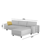 Linus RHS 4 Seater L Shape Sofa Set for Living Room (Grey Fabric) Premium Fabric Sofa