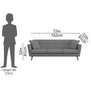 Letty 3 Seater Sofa Set for Living Room (Dark Grey Colour) Premium Fabric Sofa