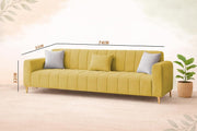 Velour Modern Velvet Sofa, Tufted Design Upholstered 3 Seater Sofa Set for Living Room, (Black Colour) Premium Velvet Fabric Sofa
